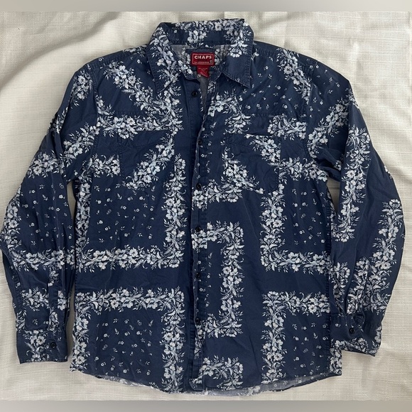 Chaps Other - Chaps Men's Vintage 90’s Navy Western Button Down Shirt Size L